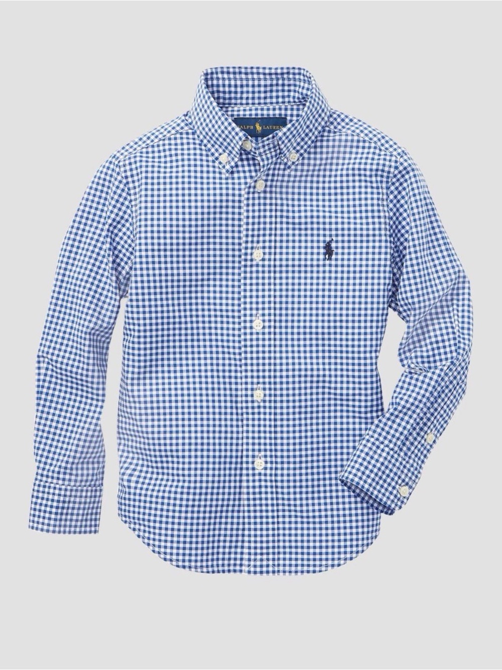 Ralph Lauren Blue and White Gingham Button-Down Shirt